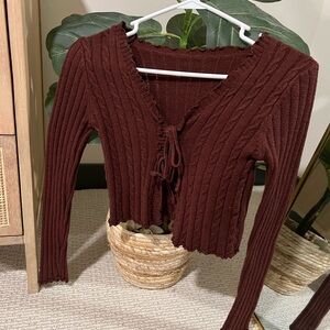 SHEIN Deep Brown Ribbed Sweater
